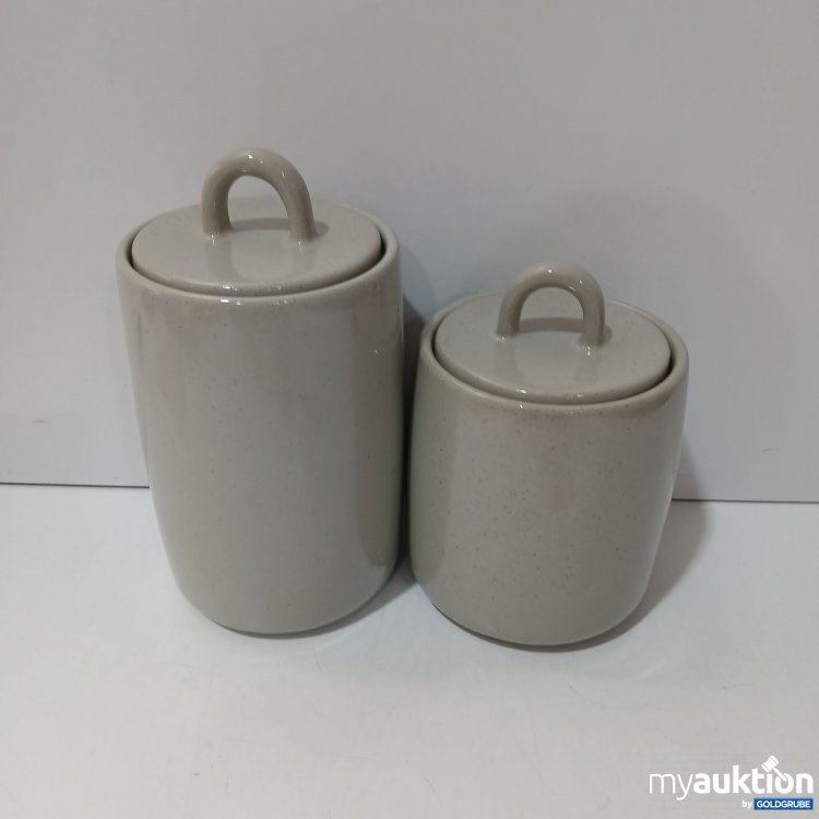 Artikel Nr. 954678: Set 2x H&M Home Keramik Vorratsdosen mit Deckel 1x 11x13cm und 1x 11x18cm  