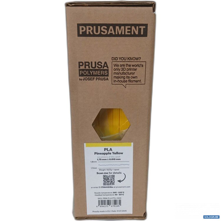 Artikel Nr. 994681 Artikel Nr. 994681: PRUSAMENT PLA Pineapple Yellow 1.75 ± 0.015 mm 3D Drucker Filament