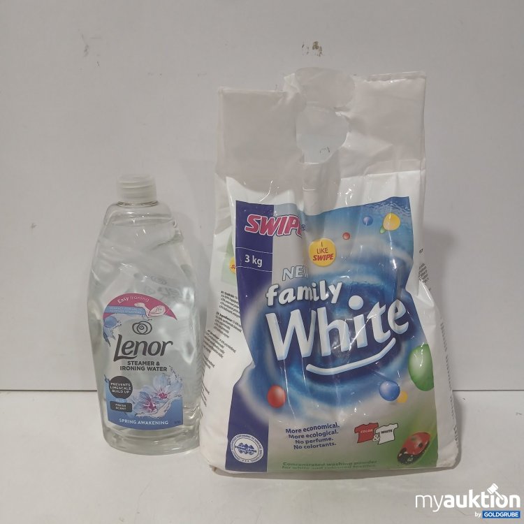 Artikel Nr. 471682: Swipe Family White Waschpulver  3kg + Lenor Steamer& Ironing Water 1L