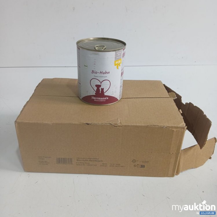 Artikel Nr. 973682: Herrmann's Manufaktur Bio-Huhn Reinfleisch 6x800g