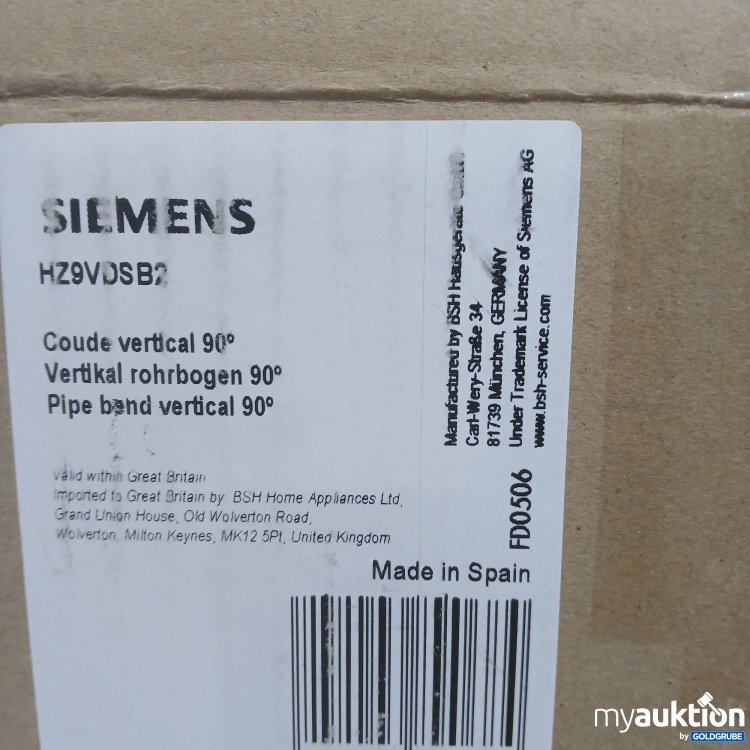 Artikel Nr. 979683: Siemens Vertikal Rohrbogen 90° HZ9VDSB2 