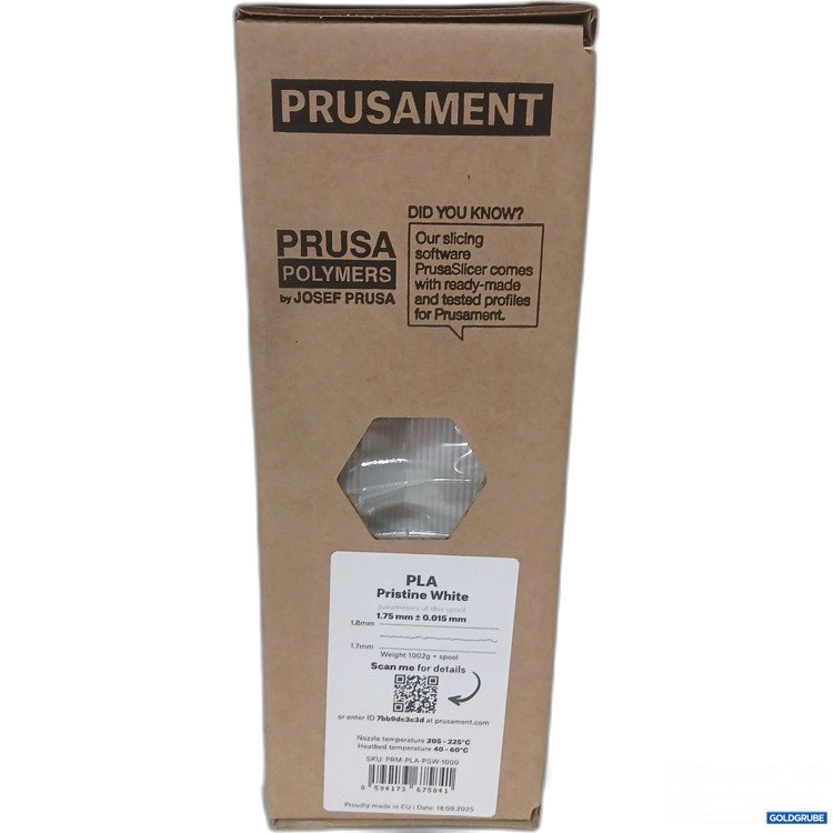 Artikel Nr. 994683 Artikel Nr. 994683: PRUSAMENT PLA Pristine White 1.75 ± 0.015 mm 3D Drucker Filament