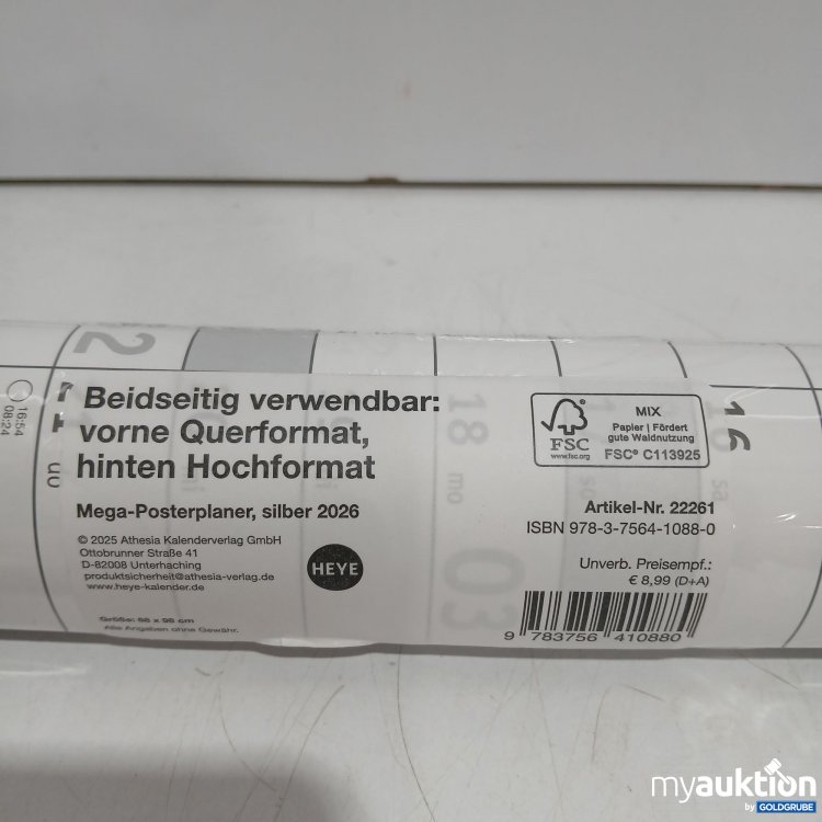 Artikel Nr. 971684: Mega Posterplaner silber 2026 Beidseitig verwendbar Art.Nr: 22261