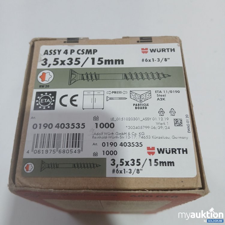Artikel Nr. 438686: Würth Assy 4P CSMP 3,5x35/15mm 0190403535 1000 RW20