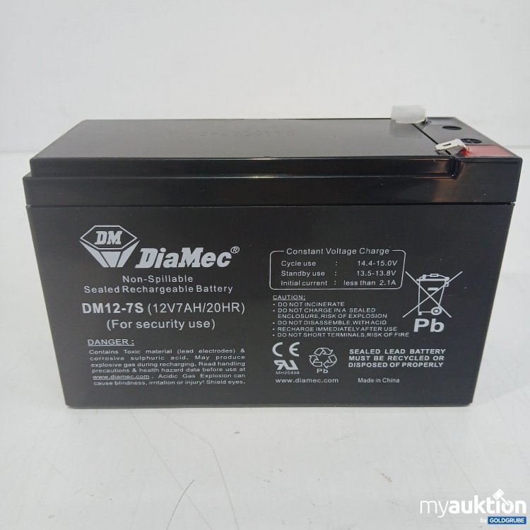 Artikel Nr. 843686 Artikel Nr. 843686: DiaMec Non-Spillable Sealed Rechargeable Battery DM12-7S