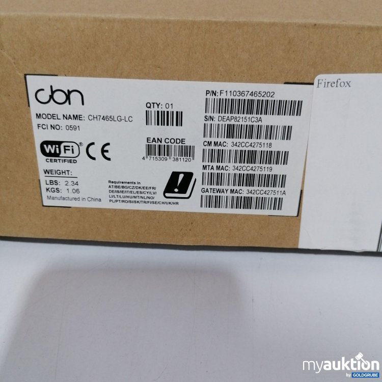 Artikel Nr. 847687 Artikel Nr. 847687: CBN Wireless Gateway CH7465LG-LC