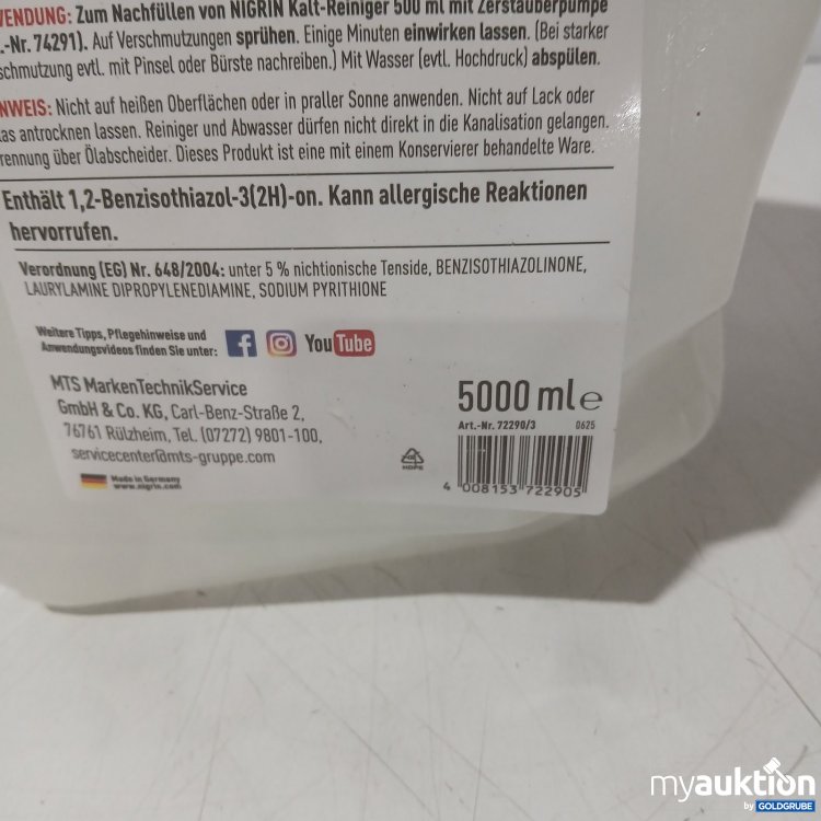 Artikel Nr. 471688 Artikel Nr. 471688: Nigrin Kalt-Reiniger Nachfüll-Pack 5000 ml