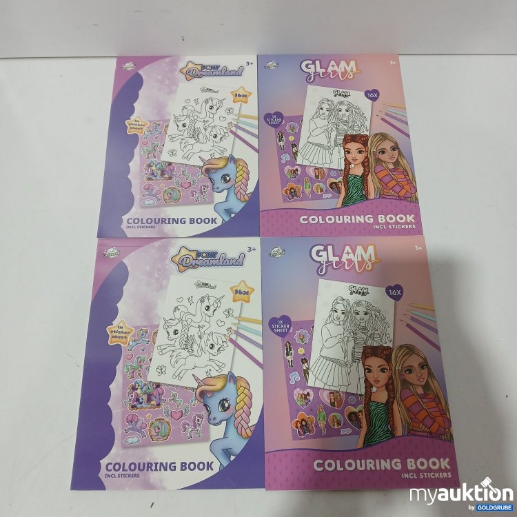 Artikel Nr. 929692: Diverse Malbücher mit Sticker DIN A5 4Stk