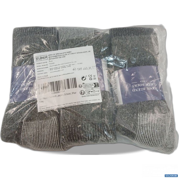 Artikel Nr. 930692 Artikel Nr. 930692: EUREPA Wool Blend Grey Socks 3 Paar Unisex