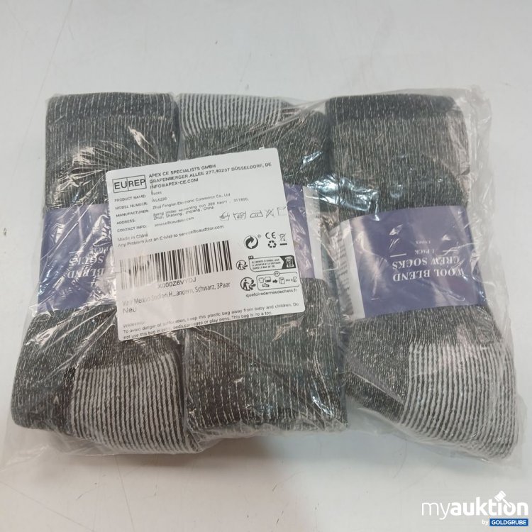 Artikel Nr. 930692 Artikel Nr. 930692: EUREPA Wool Blend Grey Socks 3 Paar Unisex
