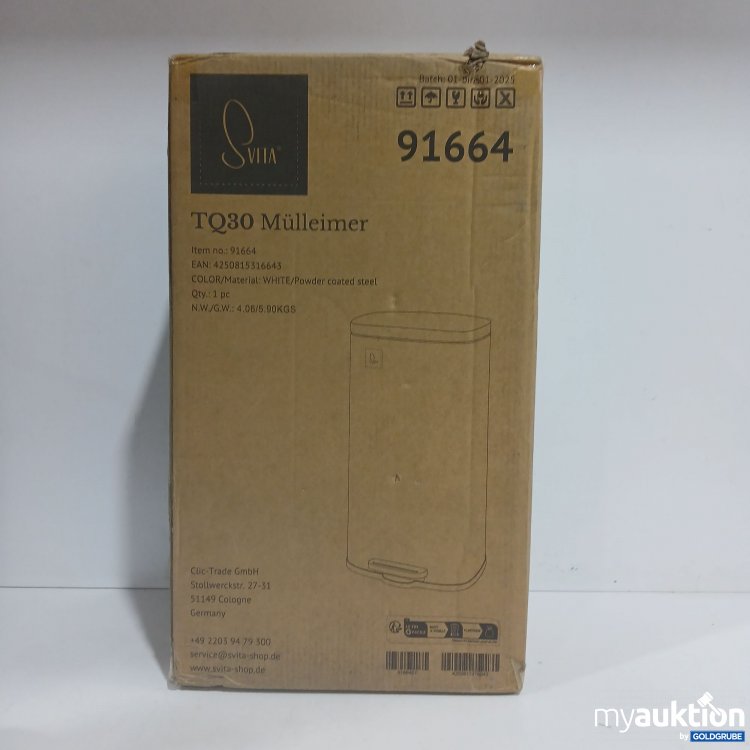 Artikel Nr. 890694: Svita TQ30 Mülleimer white Powder coated steel 91664 