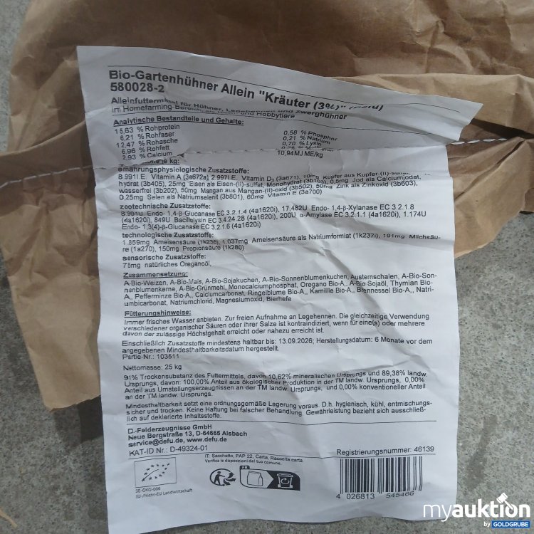 Artikel Nr. 465695: Bio-Gartenhühner Alleinfuttermittel Kräuter 25 kg