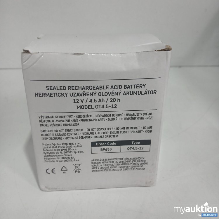 Artikel Nr. 846695: Sealed Rechargeable Acid Battery B9653