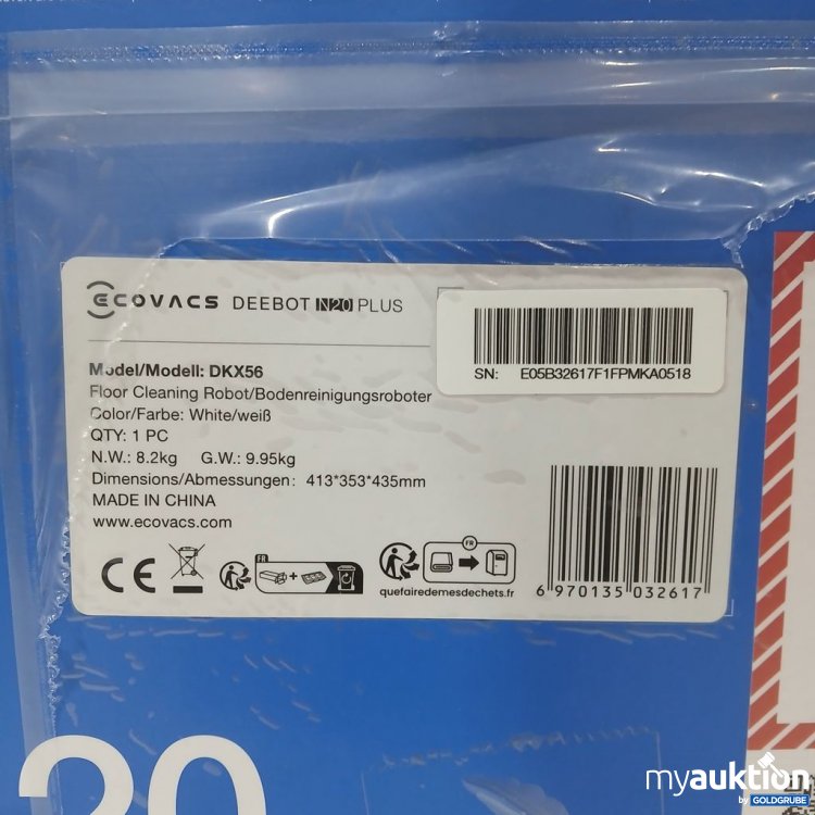 Artikel Nr. 921696: ECOVACS DEEBOT N20 PLUS DKK56 8.2kg