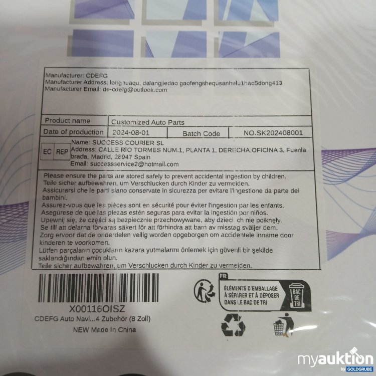 Artikel Nr. 878698: Auto Navi Zubehör 8Zoll 