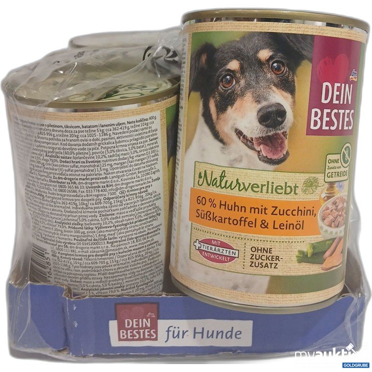 Artikel Nr. 891699: Dein Bestes Hundefutter Huhn, Zucchini, Süßkartoffel 6x400g