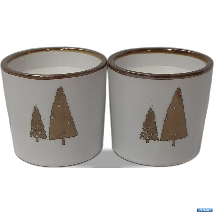 Artikel Nr. 929699: Teelicht Winter/Tannenmotiv, ca 6cm hoch, ca 6,5cm durchmesser, 2Stk