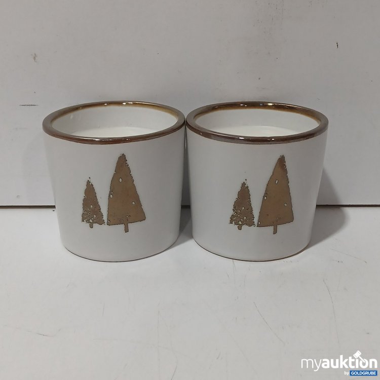 Artikel Nr. 929699: Teelicht Winter/Tannenmotiv, ca 6cm hoch, ca 6,5cm durchmesser, 2Stk