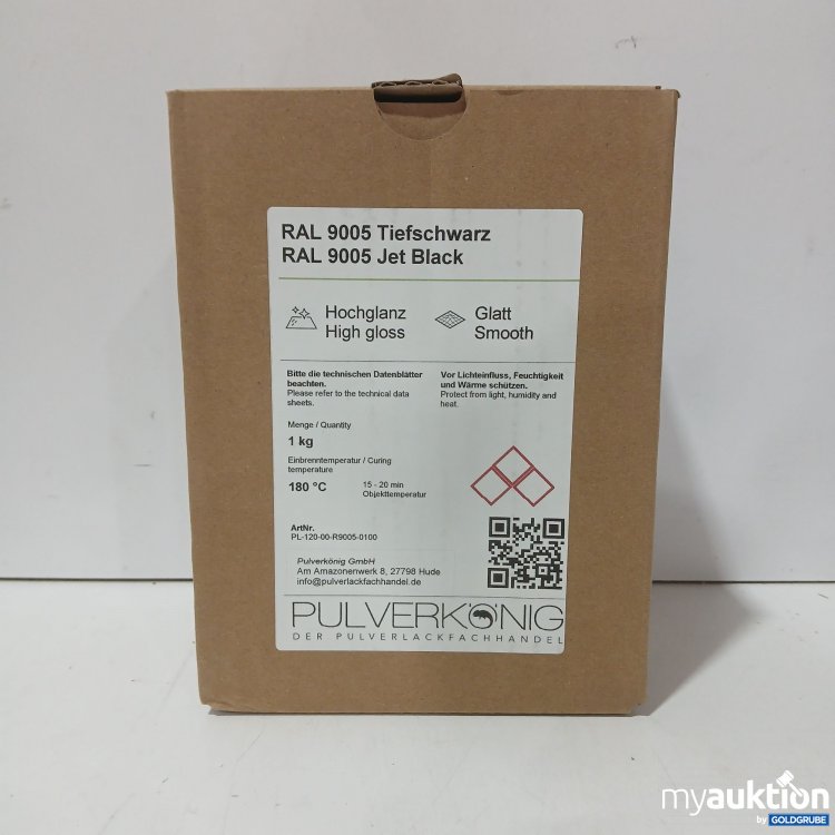 Artikel Nr. 982700: Pulverkönig Pulverlack, Tiefschwarz RAL 9005, Hochglanz, Glatt, 1kg, Art.Nr. PL-12000R90050100