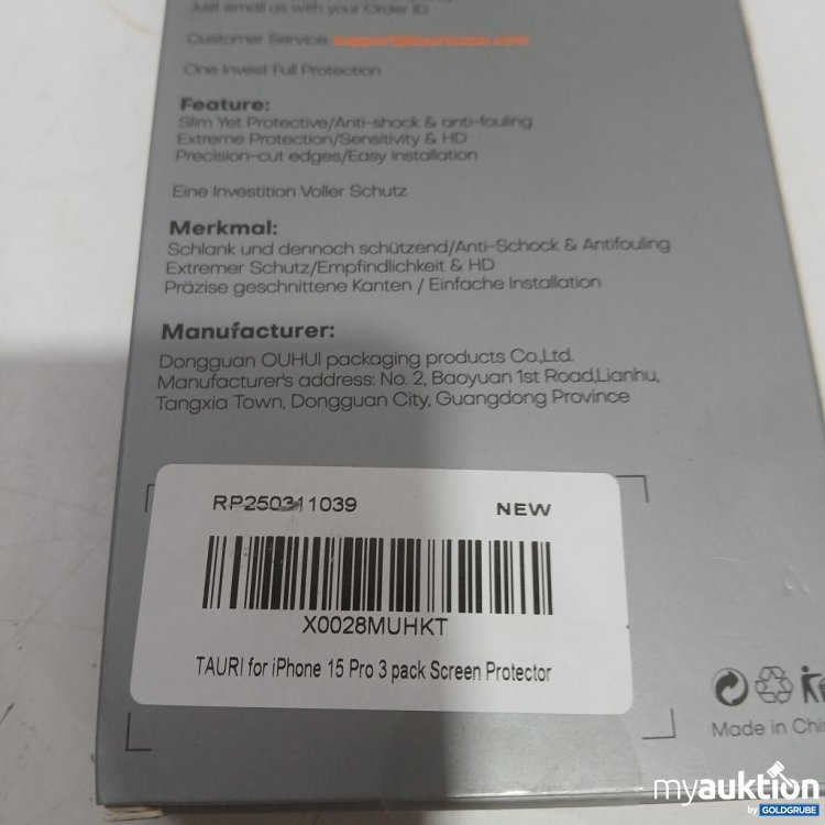 Artikel Nr. 993701 Artikel Nr. 993701: Tauri iPhone 15 Pro 3 Pack Screen Protector