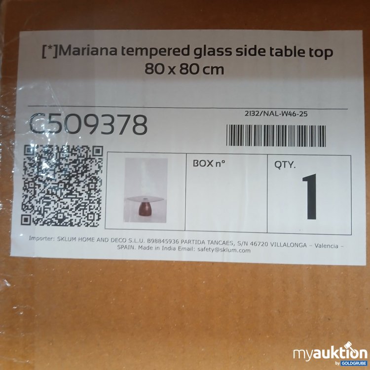 Artikel Nr. 464702: Sklum Mariana Glas Tischplatte 80x80 cm C509378