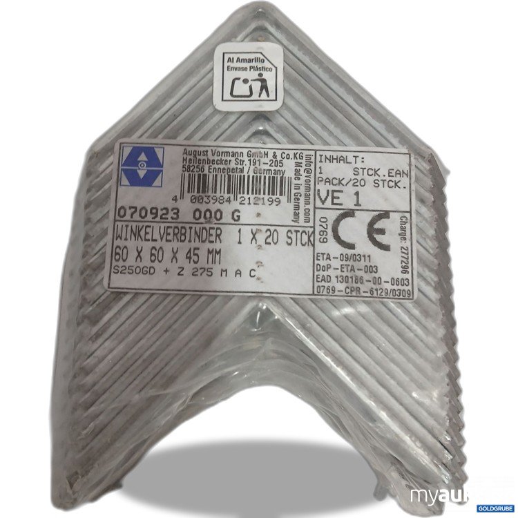 Artikel Nr. 524702: Winkelverbinder 20 stk 60x60x45mm 