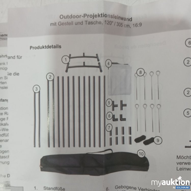 Artikel Nr. 984703 Artikel Nr. 984703: Outdoor-Projektionsleinwand mit Gestell und Tasche 305cm Bildfläche