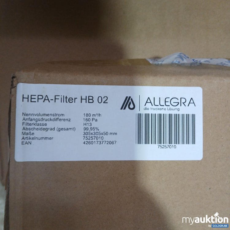 Artikel Nr. 438704 Artikel Nr. 438704: HEPA Filter HB 02 H13 305x305x50mm 75257010