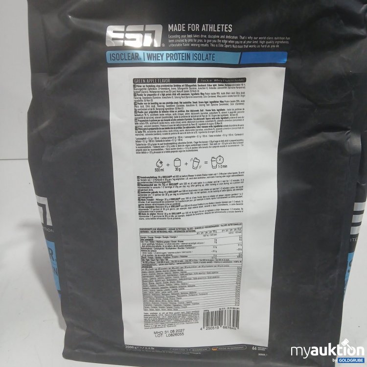 Artikel Nr. 465704 Artikel Nr. 465704: ESN Isoclear Whey Protein Isolate greem Apple Flavor 2000 g