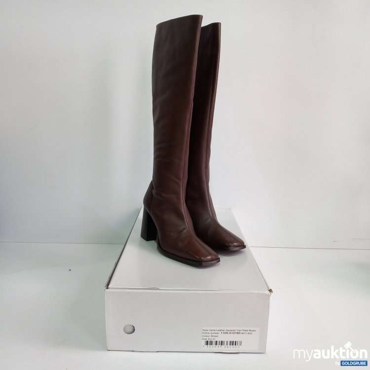 Artikel Nr. 814707 Artikel Nr. 814707: NA-KD Leather Squared Toe Fitted Boots, Braun