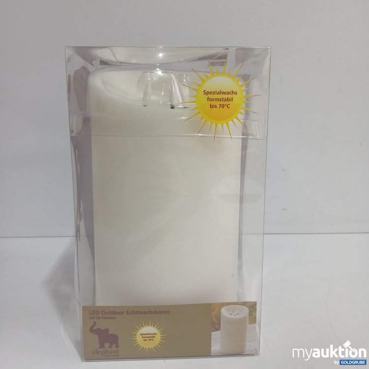 Artikel Nr. 904707: LED Outdoor Echtwachskerze mit 3D Flamme 15x25cm 