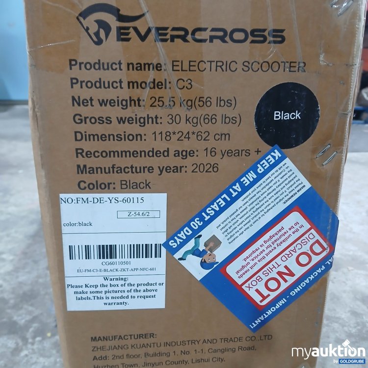 Artikel Nr. 467709 Artikel Nr. 467709: Evercross Electric Scooter C3 Black