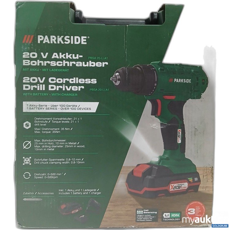 Artikel Nr. 441710: Parkside 20V Akku Bohrschrauber mit Akku & Ladegerät PBSA 20-Li A1 