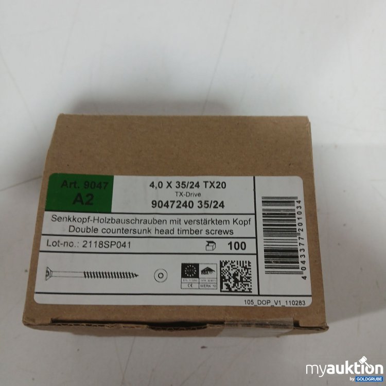 Artikel Nr. 959710: Senkkopf-Holzbauschrauben mit verstärktem Kopf 4,0X 35/24 TX20 100Stk
