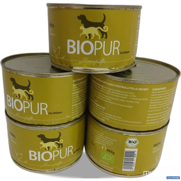 Artikel Nr. 950711: Biopur Manufaktur für Welpen Huhn Reis Karotten 5×400G