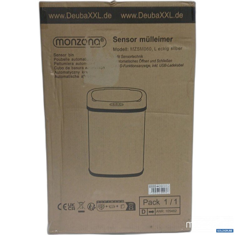 Artikel Nr. 441714: Deuba XXL Monzana Sensor Mülleimer MZSM060 eckig silber 