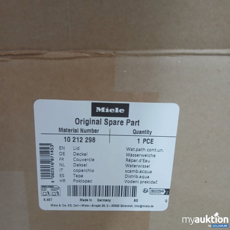 Artikel Nr. 902717: Miele Original Deckel 10212298