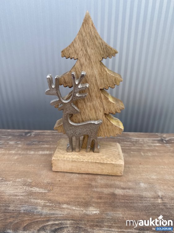 Artikel Nr. 934721: Holzbank mit Hirsch in silber