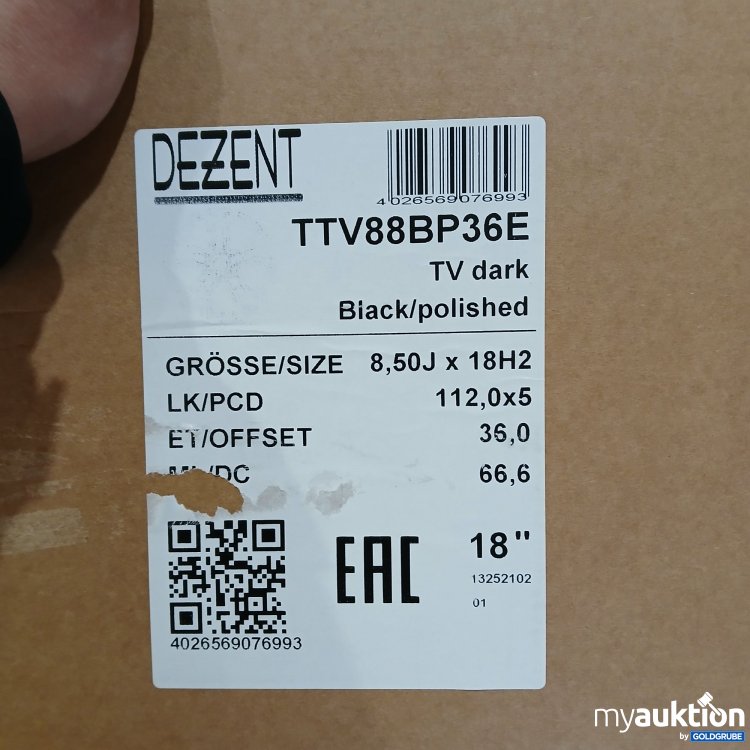 Artikel Nr. 954721: DEZENT TTV88BP36E TV dark Black / polished 8.50J x 18 H2. LK 112.0 x 5 ET 36 ML 66.6