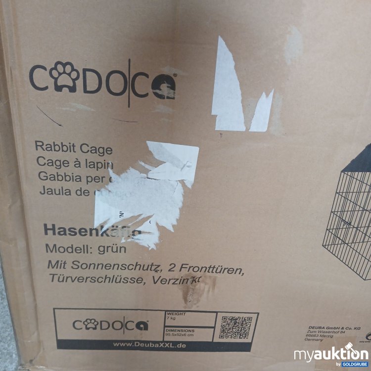 Artikel Nr. 439722: DeubaXXL Codoca Hasenkäfig Grün 95,5x52x6cm 105242