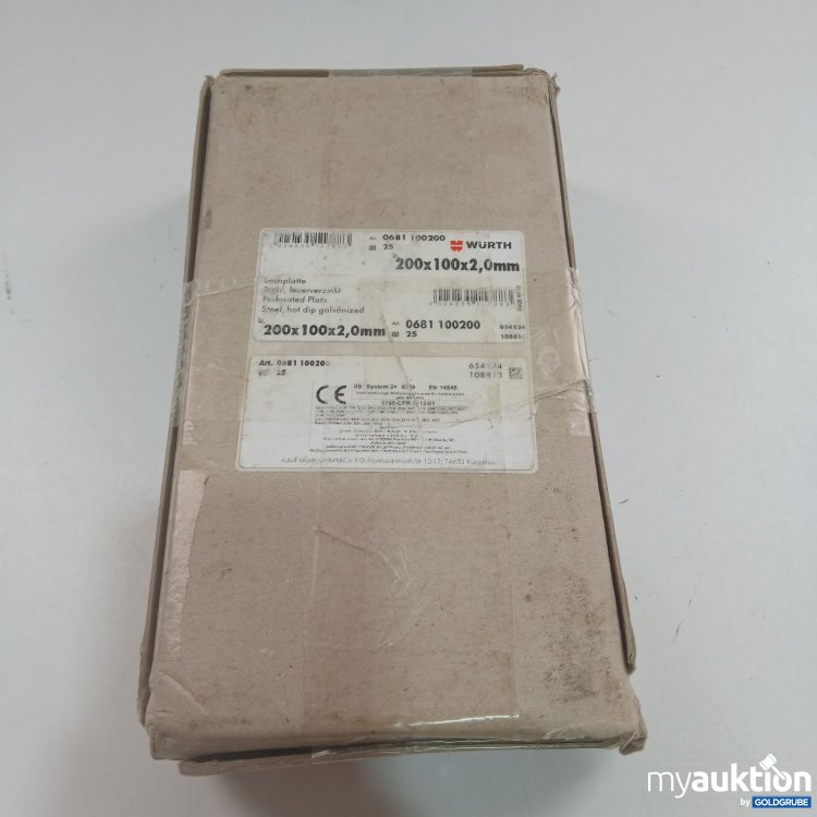 Artikel Nr. 438727: Würth Lochplatte 200x100x2,0mm 25 Stück 0681100200