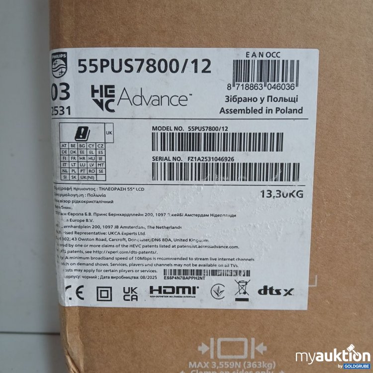 Artikel Nr. 921729: Philips 55PUS7800/12 4K QLED Smart TV 13.30kg