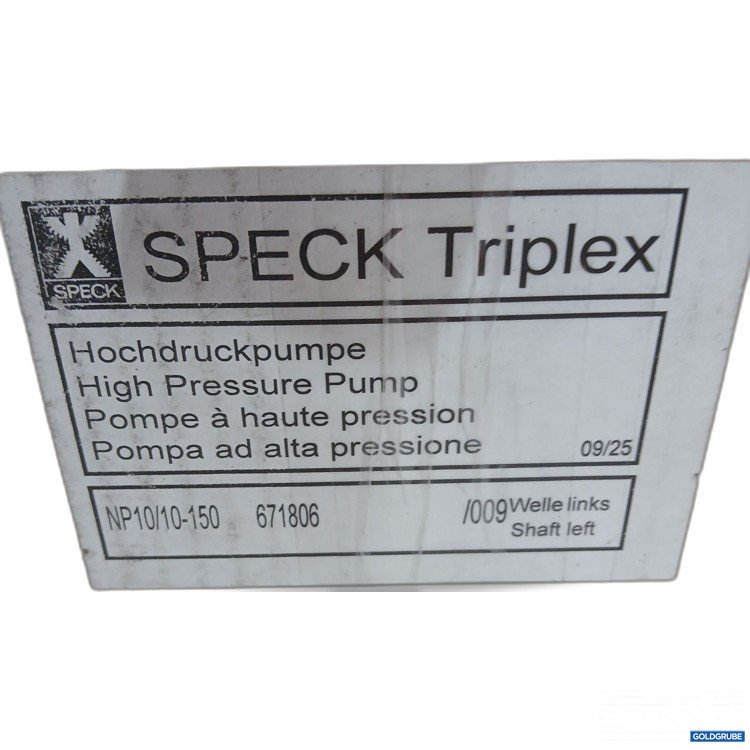 Artikel Nr. 524731: Speck Triplex Hochdruckpumpe Welle links 