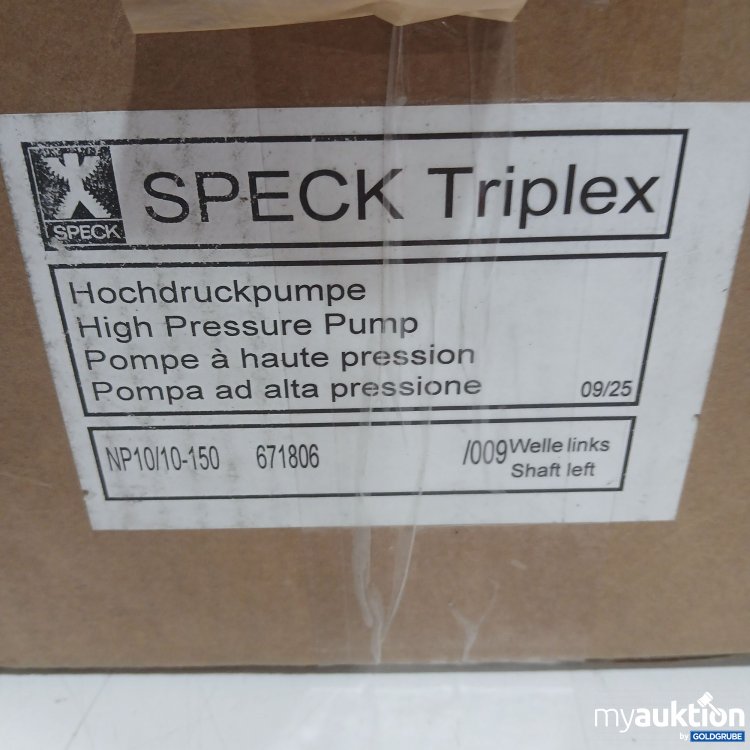 Artikel Nr. 524731: Speck Triplex Hochdruckpumpe Welle links 