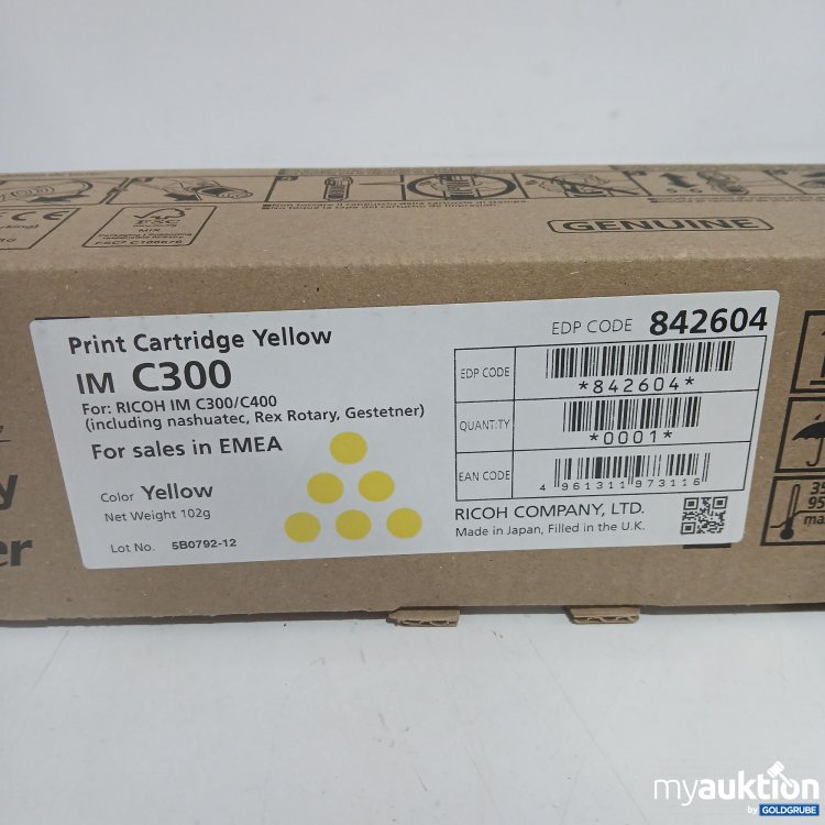 Artikel Nr. 872732 Artikel Nr. 872732: Ricoh Print Cartridge Yellow IM C300 102g