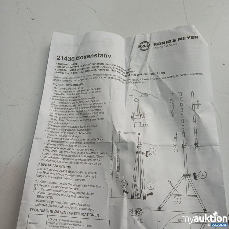 Artikel Nr. 951732: König & Meyer Boxenstativ 21436 