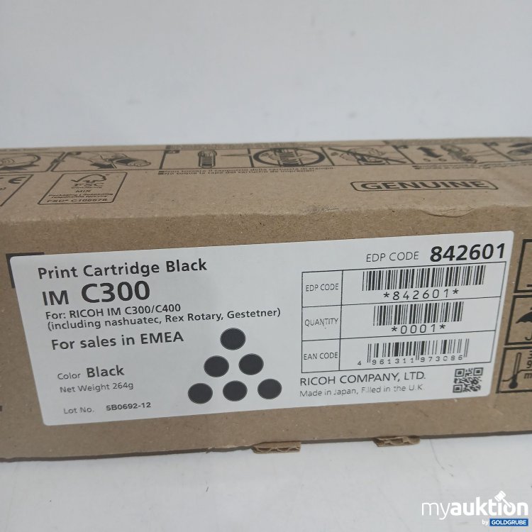 Artikel Nr. 872734 Artikel Nr. 872734: Ricoh Print Cartridge Black IM C300 264g