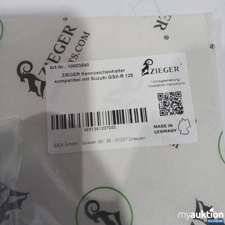 Artikel Nr. 872738 Artikel Nr. 872738: Zieger Kennzeichenhalter kompatibel mit Suzuki GSX-R 125