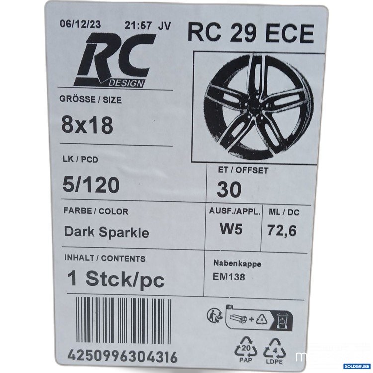 Artikel Nr. 951738: RC Design Felge 8x18 5/112 ET30 Dark Sparkle 