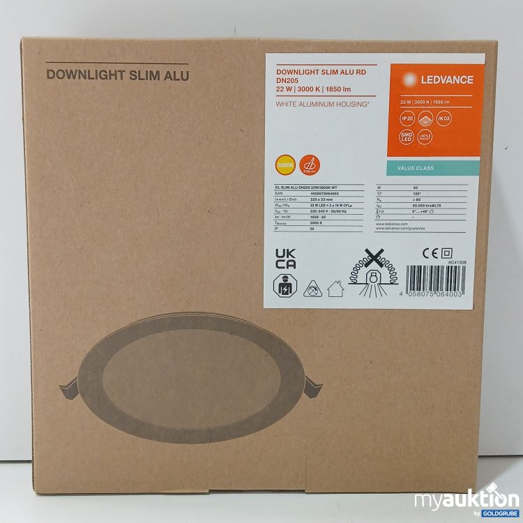Artikel Nr. 978738: LEDVance Downlight Slim Alu RD DN205, 22W 1850lm, Art.No. 064003